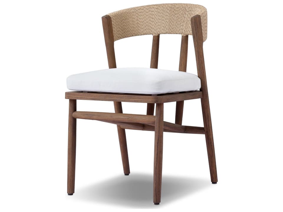 Buxton Teak Dining Chair with Faux Hyacinth Back in Stained Toasted Brown