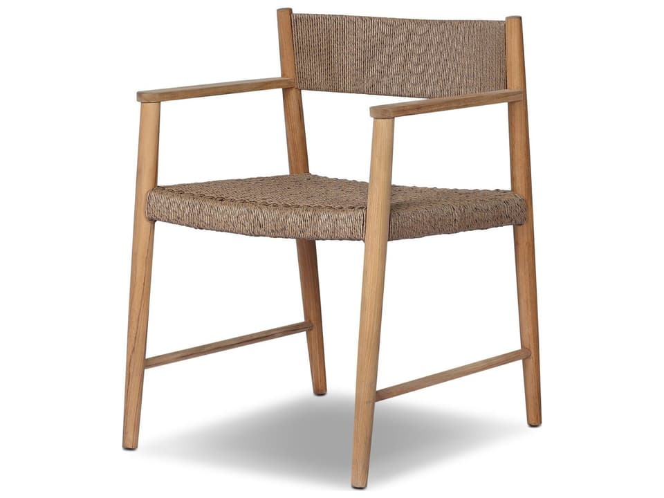 Boston Teak Dining Armchair with Woven Seat in Fine Sanded Teak
