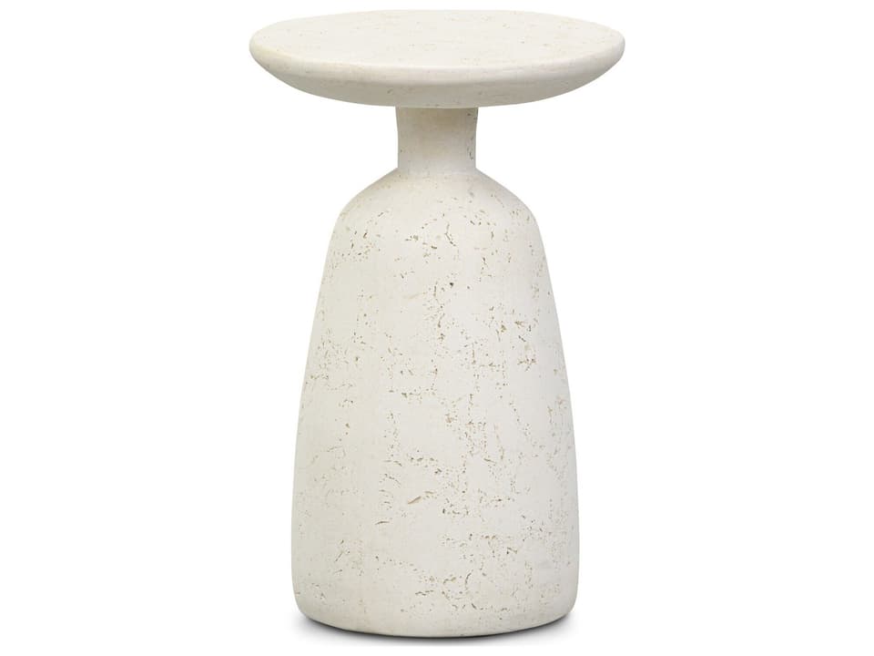 Ramara Small Nesting End Table Aged White Concrete