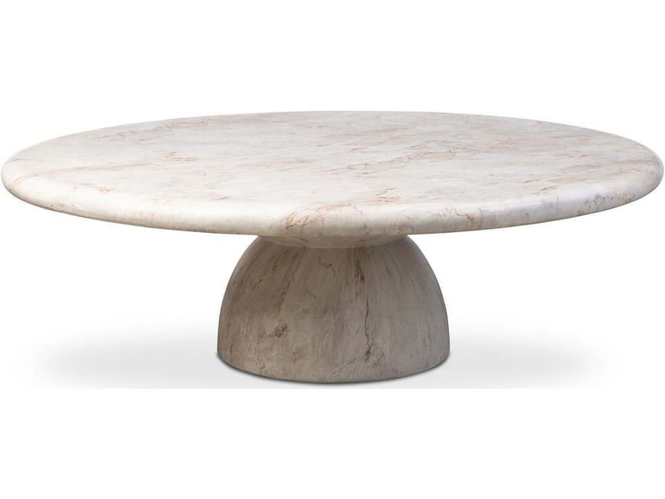 Cornelia 48-Inch Round Concrete Coffee Table in Natural Veined Concrete