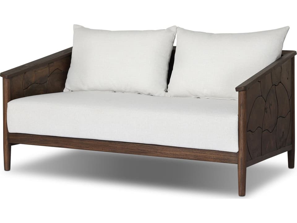 Ridge Solid Teak Root Sofa 58 Inch with Alessi Linen Cushions