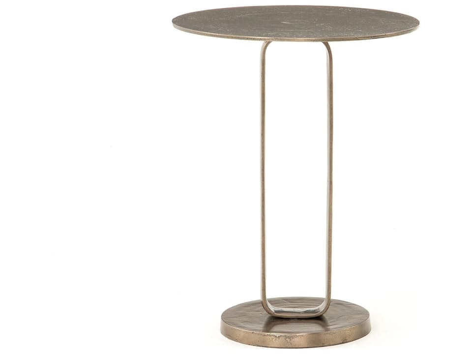 Douglas Round Aluminum End Table in Aged Bronze