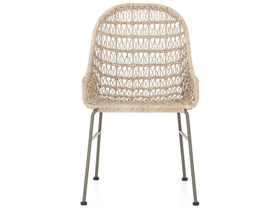 Grass Roots Bandera Wrought Iron Wicker Dining Chair in Vintage White