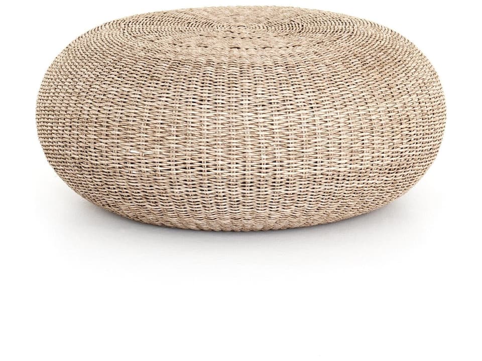 Phoenix Round Coffee Table in Vintage White Wicker