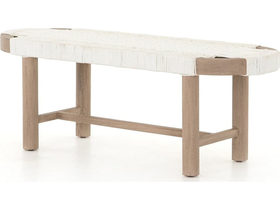 Solano Washed Brown / White Rope Teak Bench