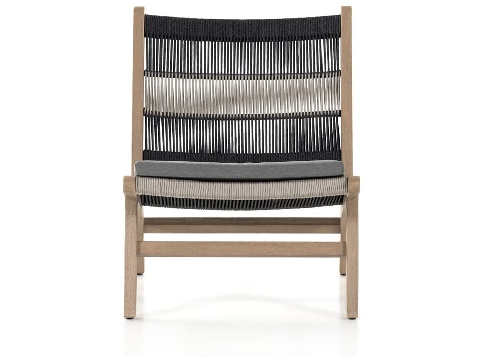 Solano Julian Washed Brown Teak and Grey Rope Lounge Chair