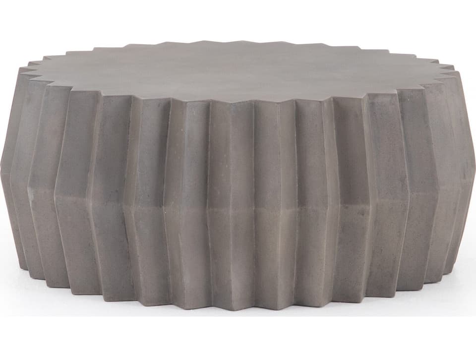 Gem Round Concrete Coffee Table in Dark Grey