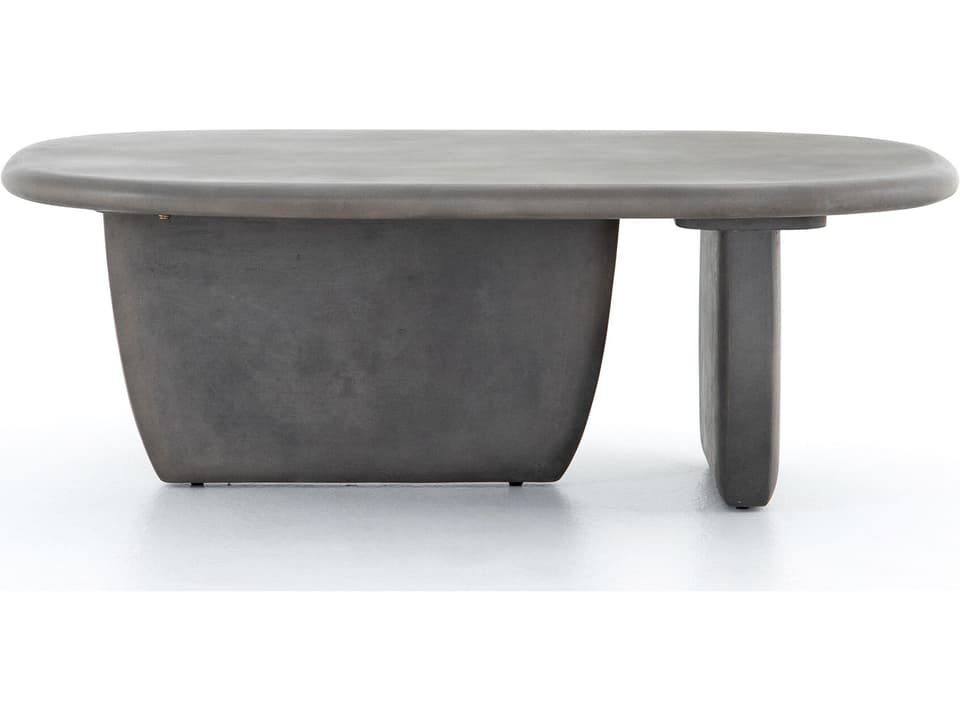 Naya Oval Concrete Coffee Table in Dark Grey