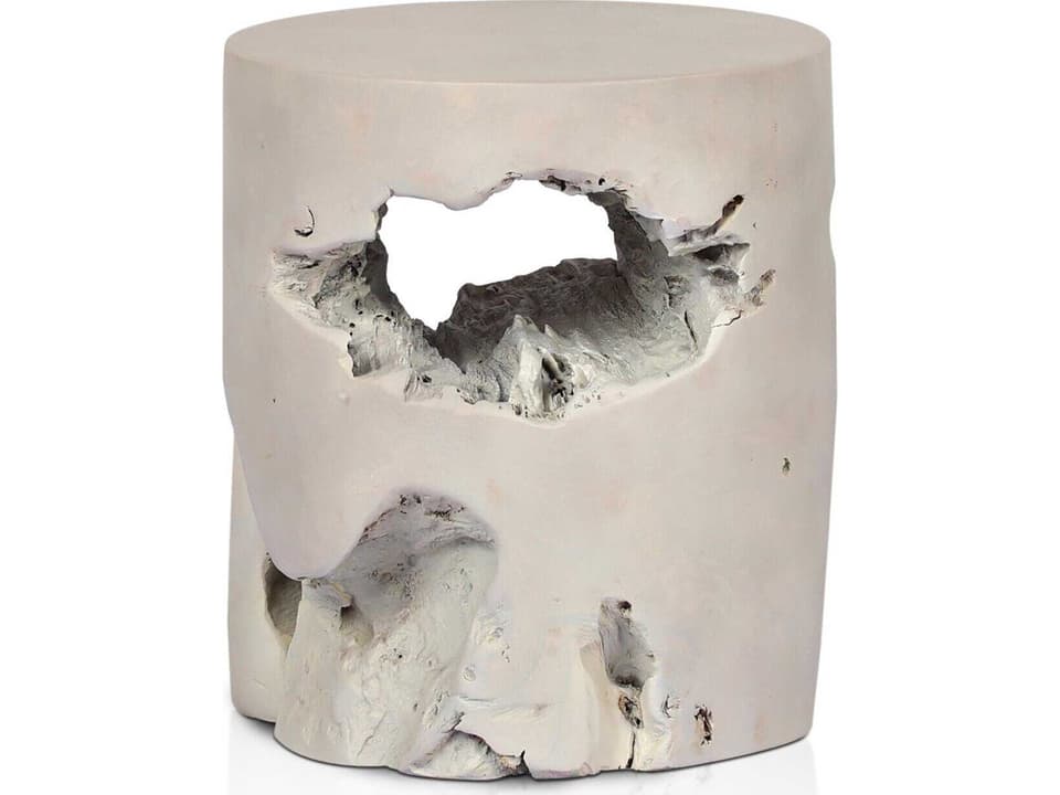 Grass Roots Ivory Teak Accent Stool