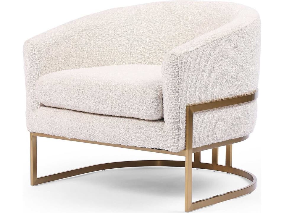 Ashford Corbin Performance Fabric Accent Chair in Knoll Natural and Satin Brass