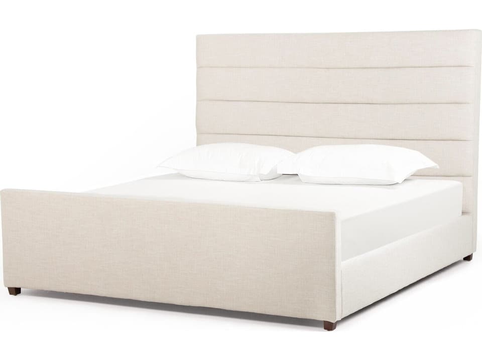 Easton California King Upholstered Platform Bed in Beige Parawood
