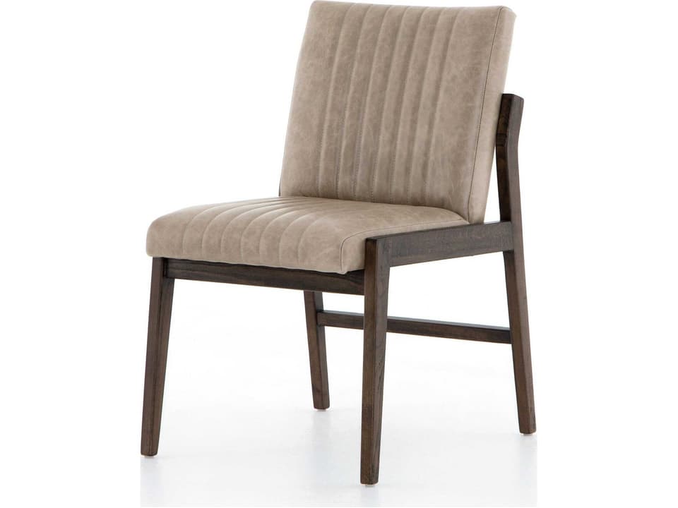Westgate Alice Leather Beech Wood Gray Upholstered Side Dining Chair