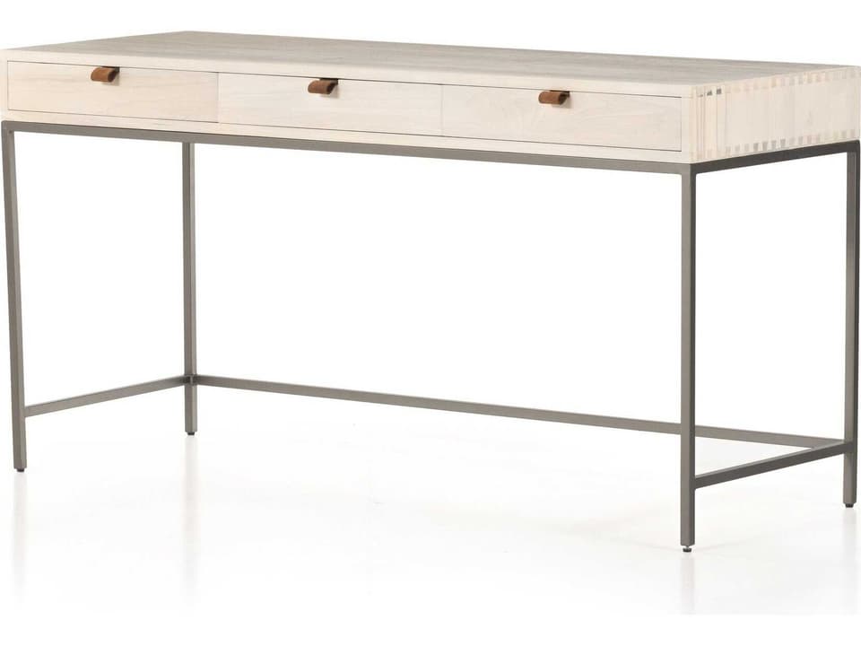 Fulton Trey Modular Writing Desk in Dove Poplar and Natural Iron