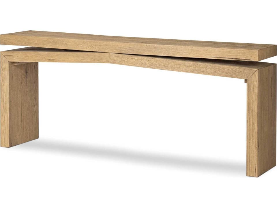 Haiden Matthes Worn Oak Veneer Rectangular Oak Wood Console Table