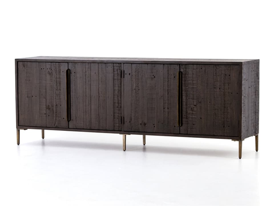 Four Hands Wyeth 88 Pine Wood Dark Carbon Antique Brass Sideboard