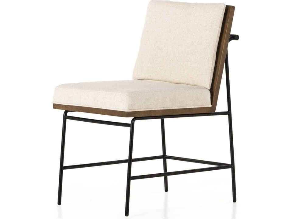 Crete Upholstered Dining Side Chair in Savile Flax and Amber Oak