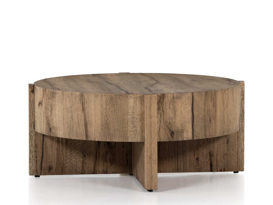 Bingham Coffee Table Rustic Oak Drum Style