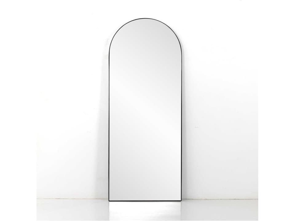 Georgina Arched Floor Mirror in Iron Matte Black