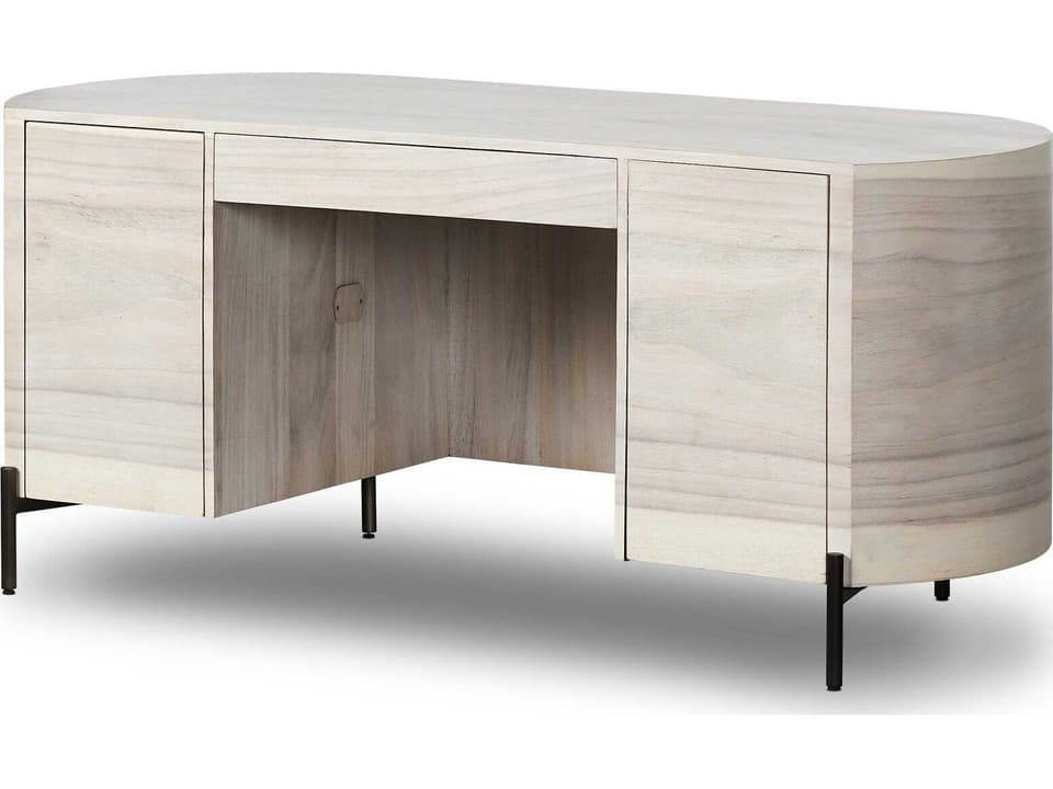 Wesson Lunas Executive Desk in Bleached Guanacaste and Bronzed Iron