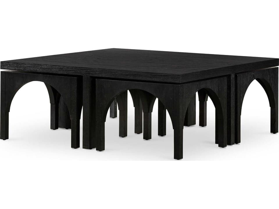 Amara Square Coffee Table Black Oak Veneer with Nesting Tables