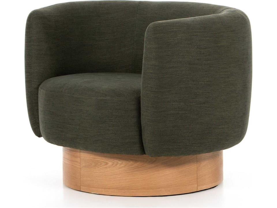 Oslo Calista Swivel Green Fabric Accent Chair