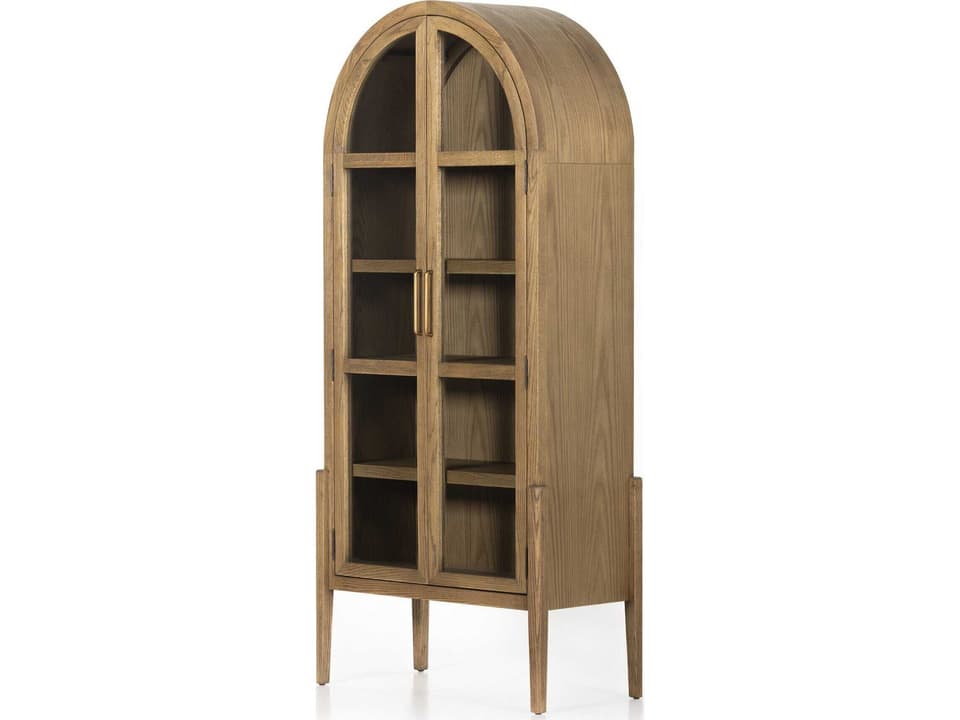 Irondale Tolle Display Cabinet in Drifted Oak and Antique Brass