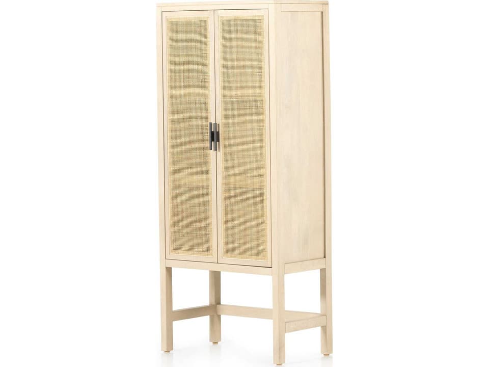 Leighton Gunmetal Natural Cane Mango Wood Accent Chest