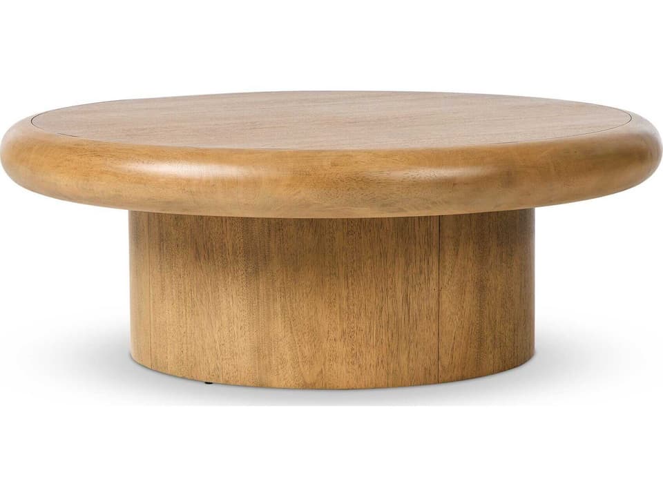 Zach Round Pedestal Coffee Table Burnished Parawood