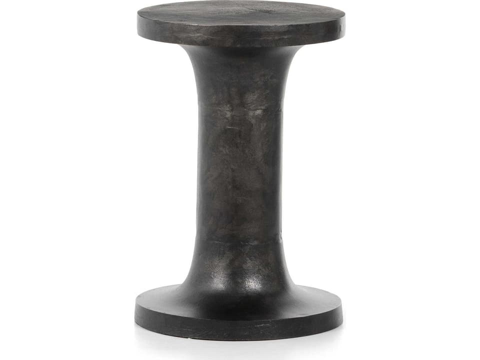 Marlow Gino Round Metal Raw Black End Table