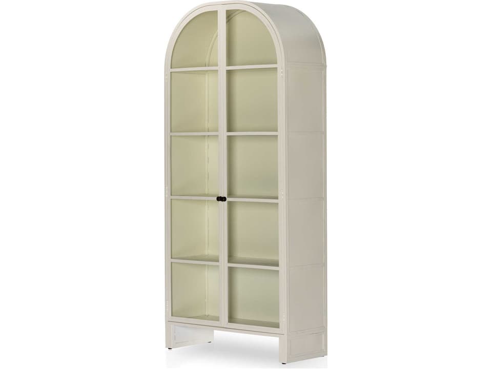 Breya Iron Display Cabinet with Glass Doors in Cream Powder Coat
