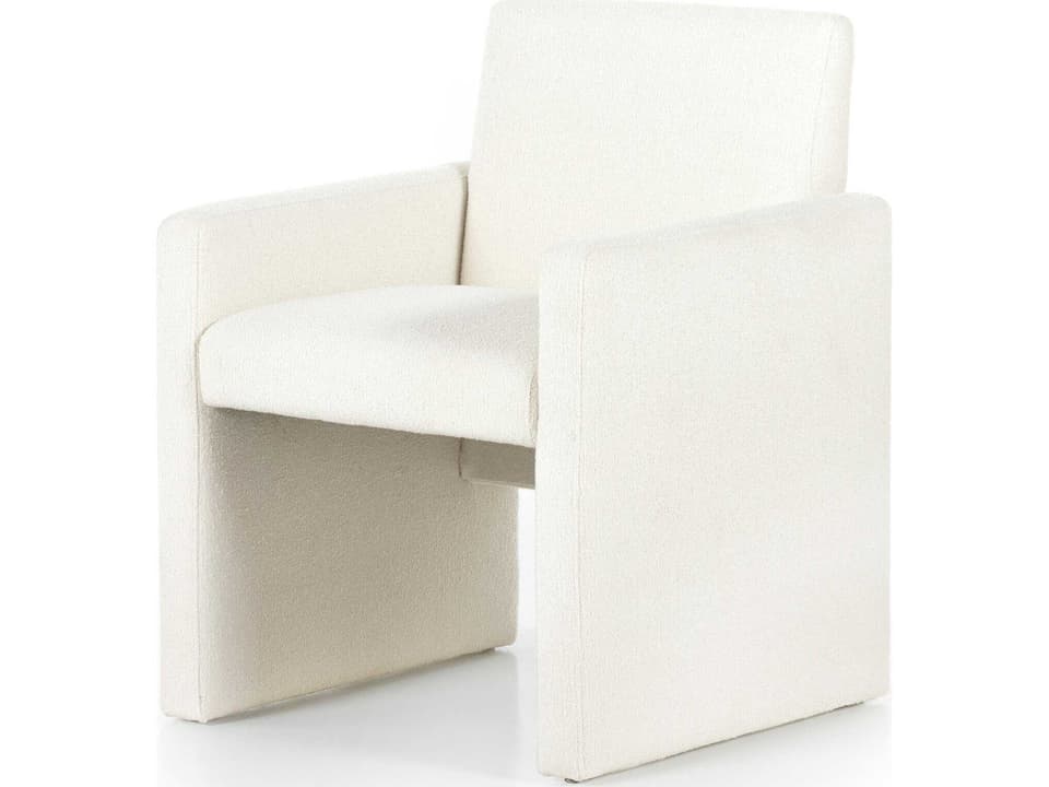 Kima Upholstered Dining Armchair in Fayette Cloud Performance Fabric