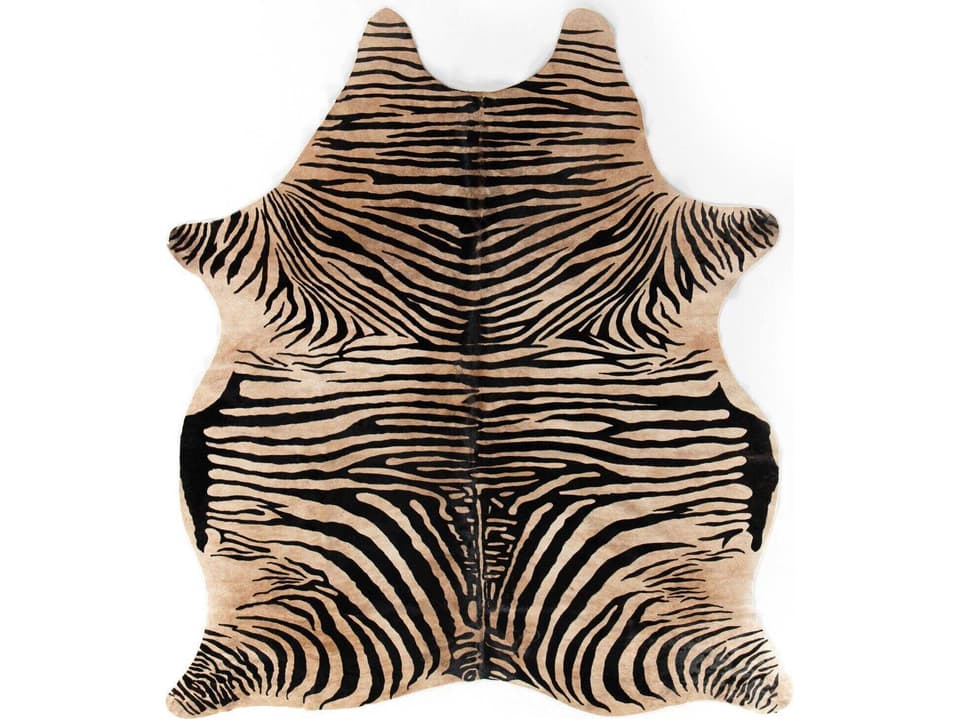 Mateo Zebra Printed Hair-on-Hide Area Rug in Natural Black and White