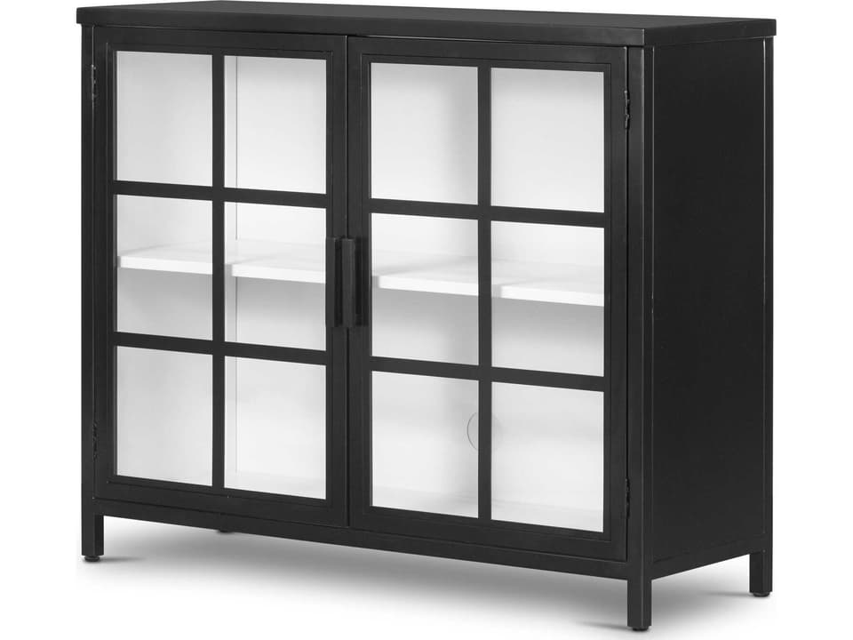 Bolton Lexington Small Cabinet Black Iron and Glass