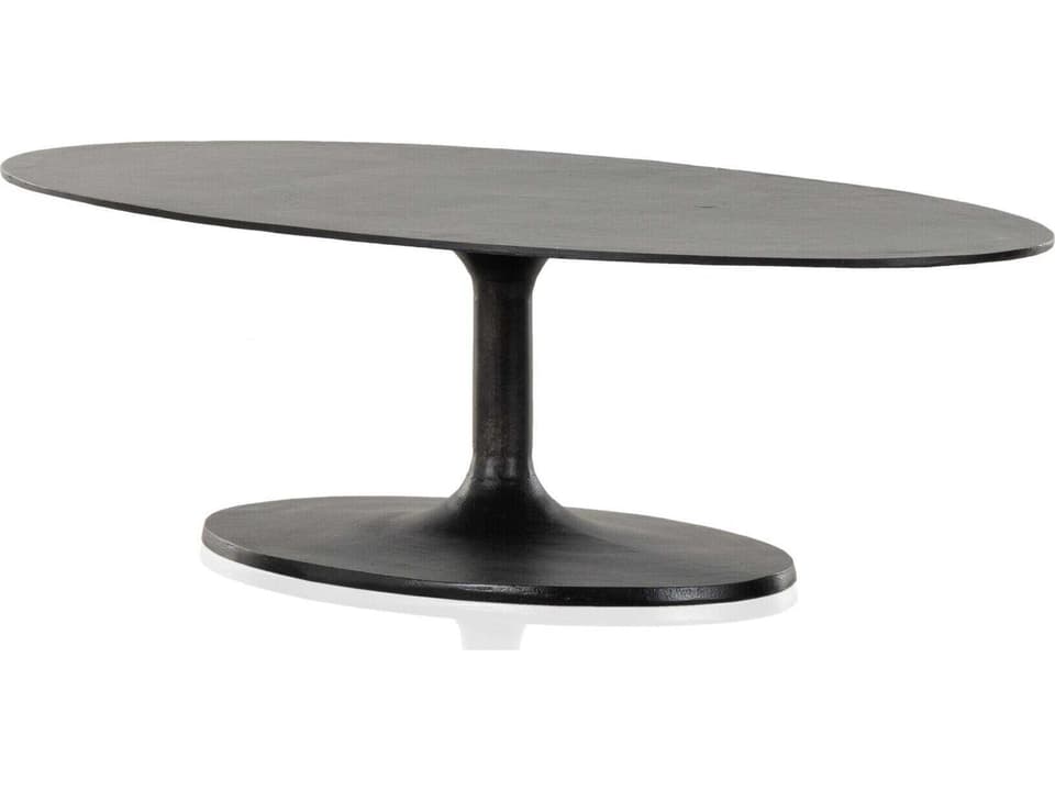 Marlow Simone Oval Coffee Table in Raw Black Aluminum