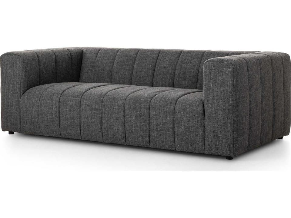 Grayson Langham Saxon Charcoal Upholstered Channeled Sofa
