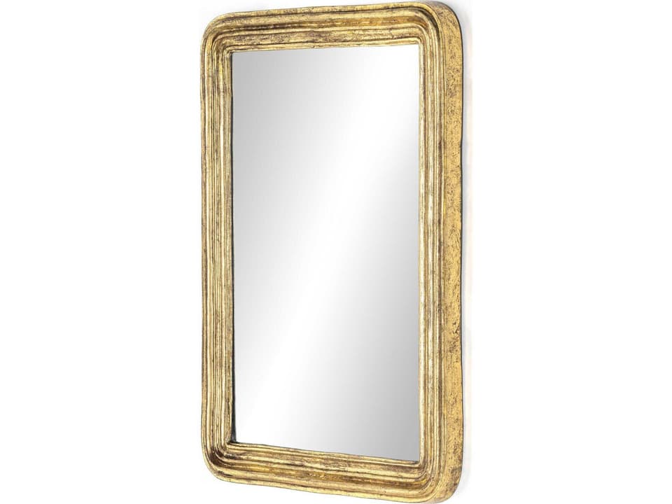 Asher Collection Vintage Louis Rectangular Mirror in Antiqued Gold Leaf