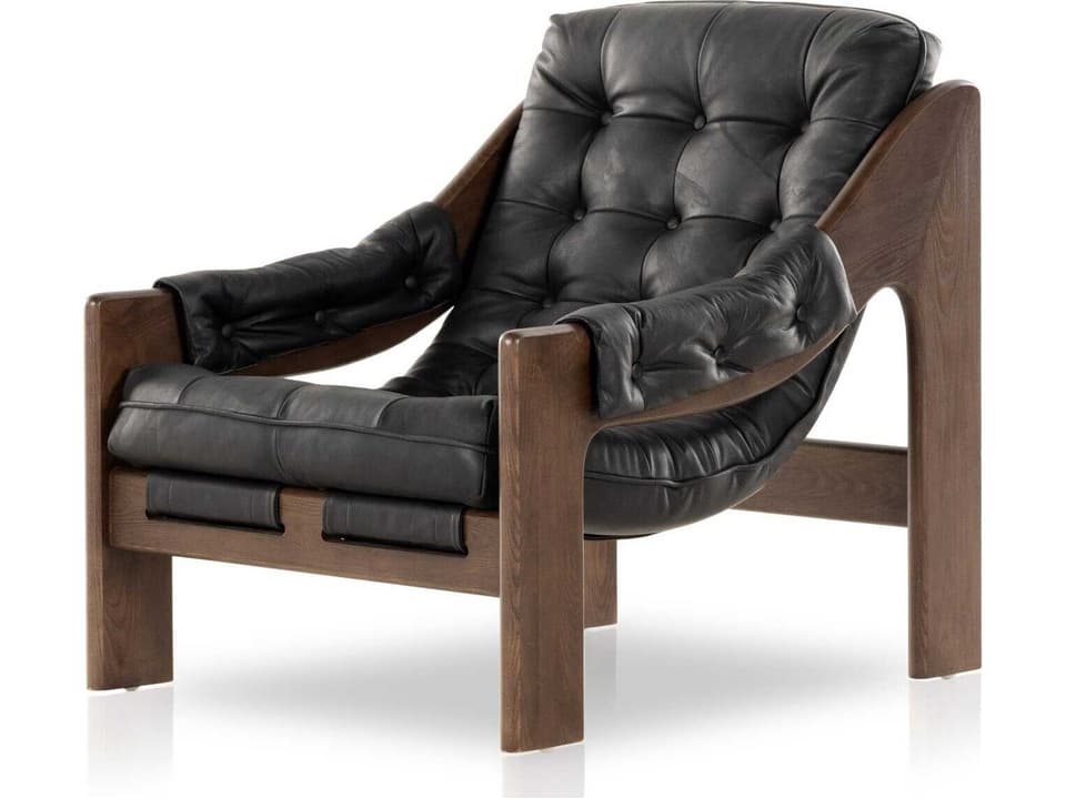 Halston Lounge Chair Kensington Black Leather
