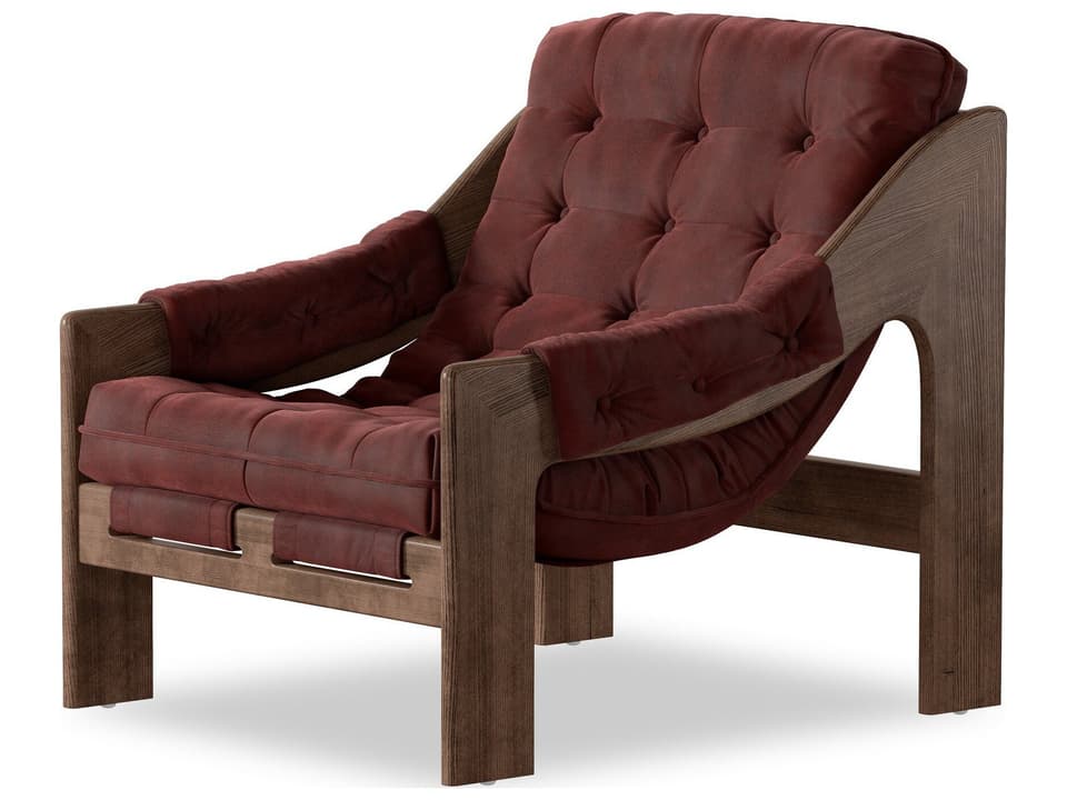 Halston Top-Grain Leather Accent Chair in Nubuck Burgundy