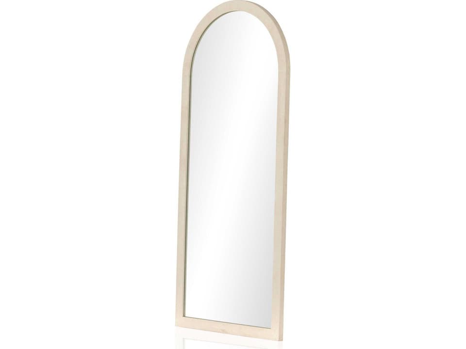 Cressida Arched Floor Mirror in Ivory Painted Linen