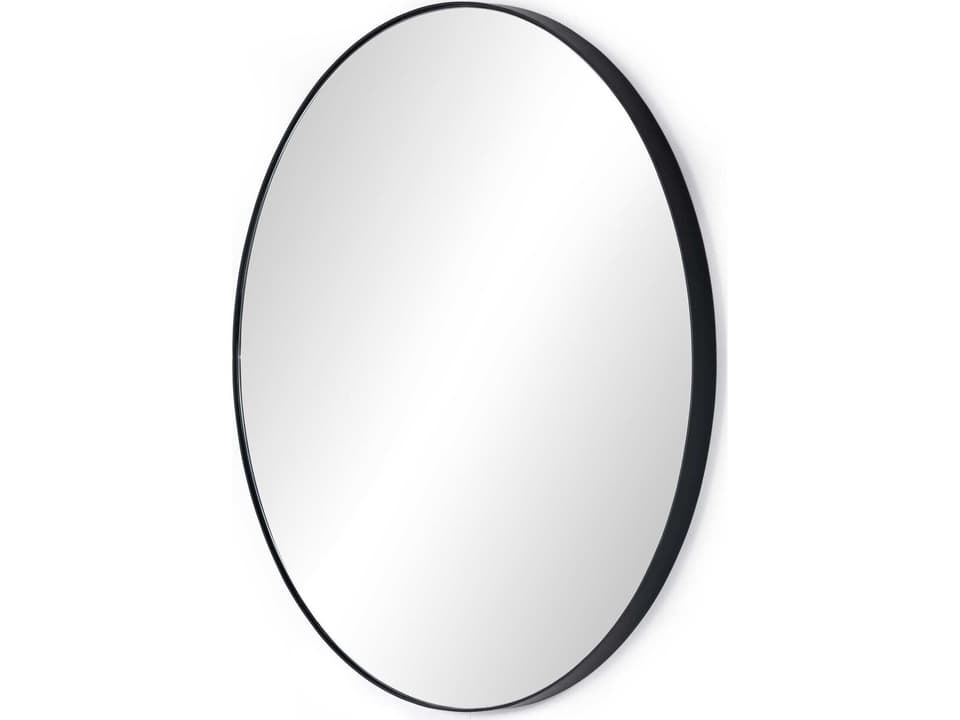 Marlow Georgina Round Wall Mirror in Iron Matte Black