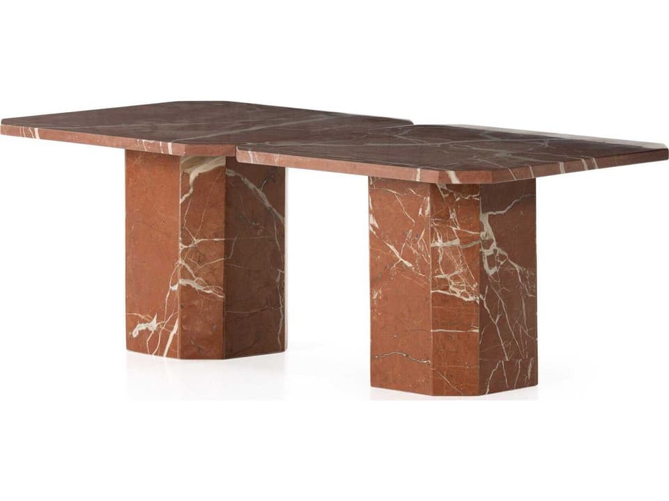 Edina Rectangle Coffee Table in Rusty Marble and Engineered Hardwood