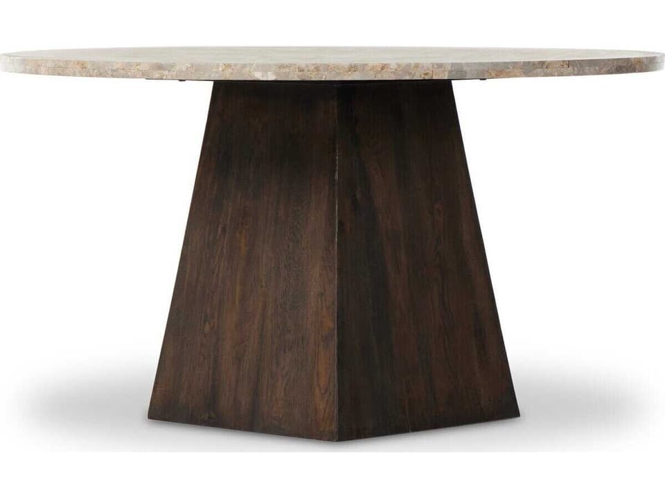 Rockwell Brisa 55-Inch Round Dining Table in Grey Tobacco Oak and Dune Onyx