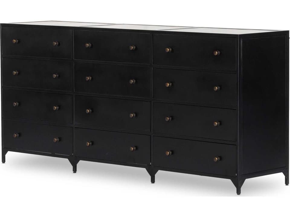 Belmont 12-Drawer Dresser Black Iron with Bronzed Knobs