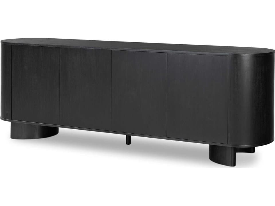 Paden Sideboard with Aged Black Acacia Finish and Curved Legs