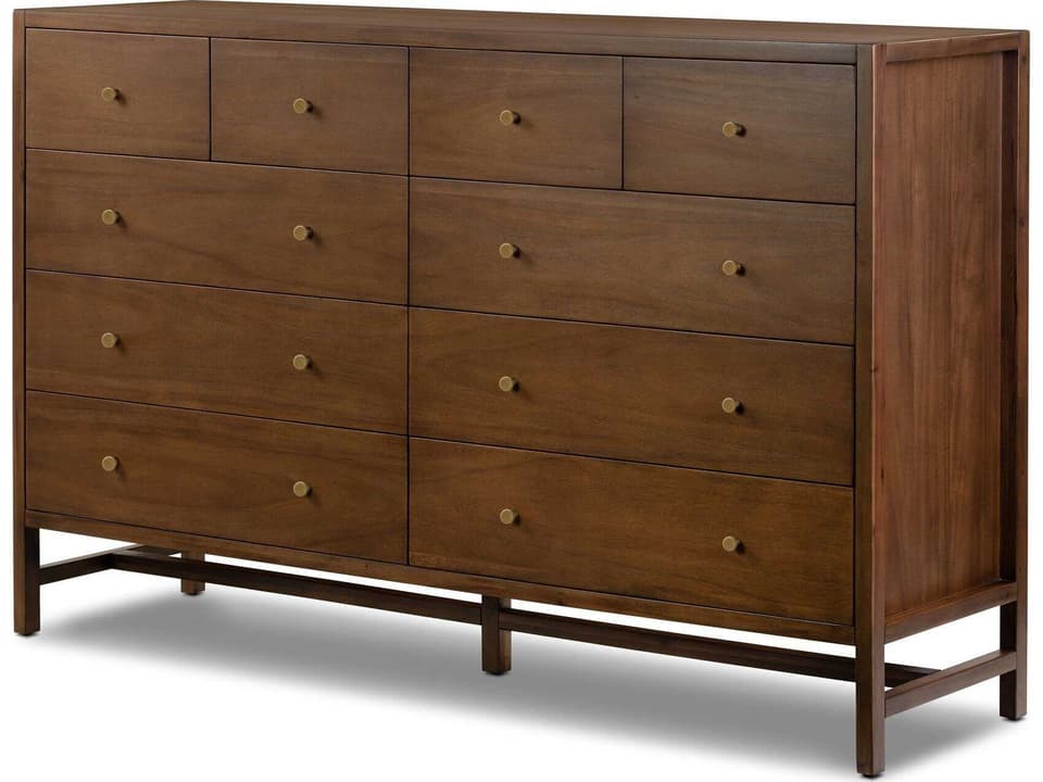 Patten Sullivan 10-Drawers Brown Acacia Wood Double Dresser