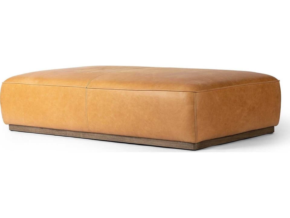 Westgate Sinclair Rectangular Ottoman in Palermo Butterscotch Leather
