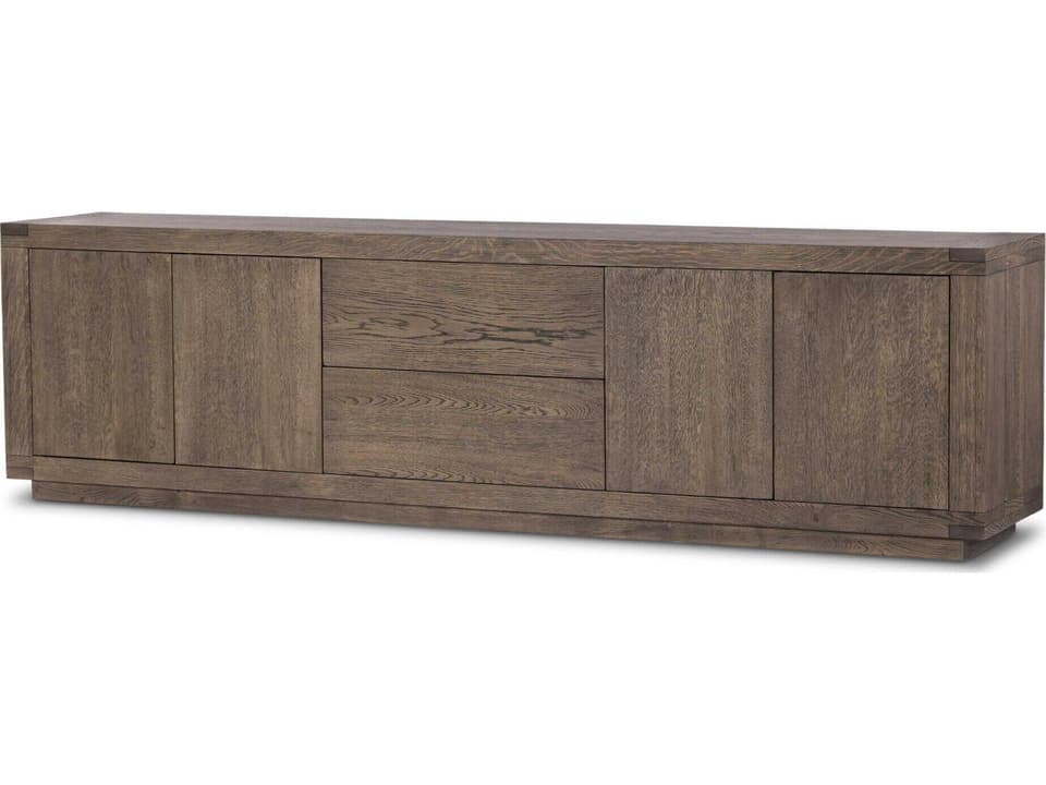 Bennett 94" Oak Wood Worn Veneer Media Console