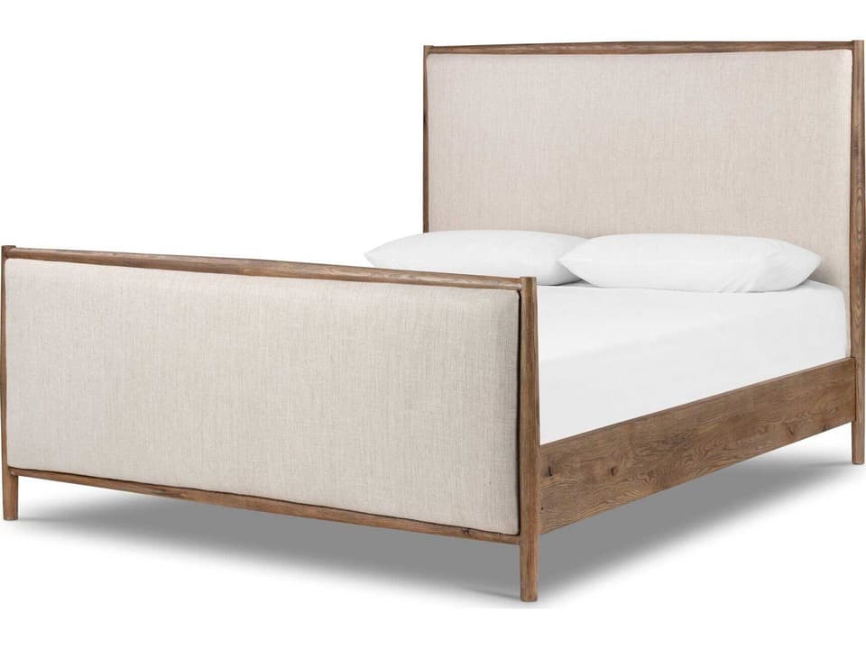 Bolton Glenview King Bed in Weathered Oak and Essence Natural Fabric