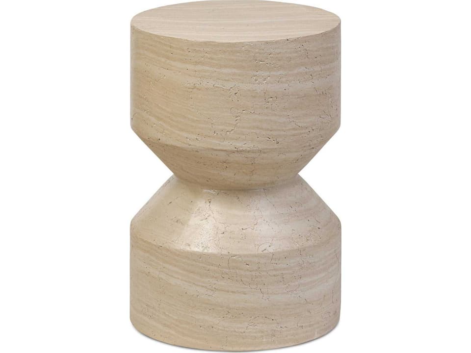 Ara Round Concrete End Table in Sand Striae