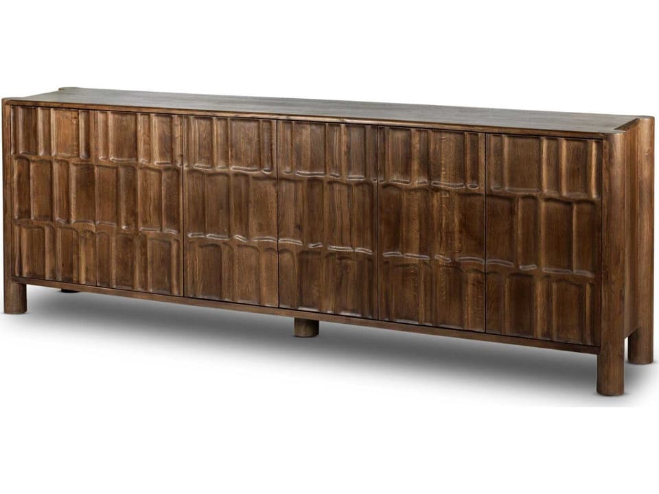 Ezri Sideboard Cocoa Oak with Carved Design